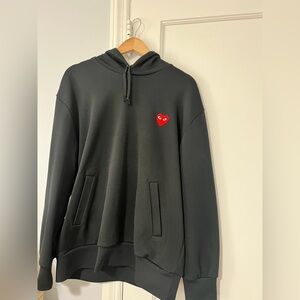 Comme des Garcons Black Hoodie with Red Heart Emblem